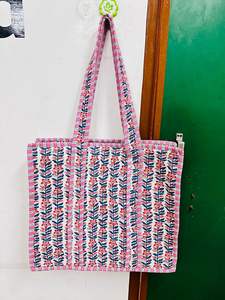 Sac fourre-tout pour femme en coton vintage fait main indien, style bohème, matelassé, imprimé à blocs floraux, épaule, shopping, ethnique, printemps/été/hiver - Product Image 5