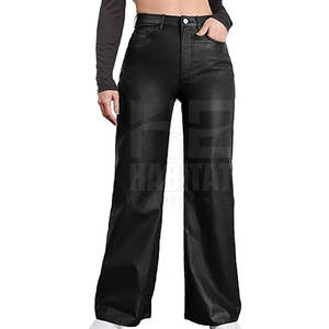 กางเกงหนังแท้ผู้หญิงทรงสลิมฟิตสีดำ ผลิตในปากีสถาน เนื้อนุ่ม เหมาะสำหรับผู้ใหญ่ - Product Image 2