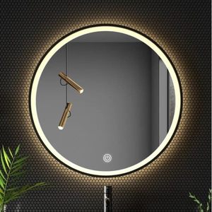 Espejo de Pared LED Redondo Negro de 60 cm, Espejo de Baño Ovalado de Escritorio Ajustable de Estilo Contemporáneo, Diseño Contemporáneo Smartspace - Product Image 2