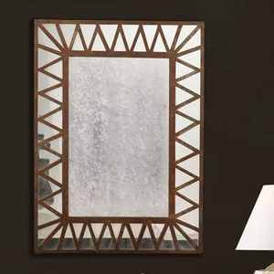 Miroir mural décoratif moderne en bois et en verre, 24 pouces, fabriqué à la main pour une utilisation en chambre à coucher par Antique CO - Product Image 1