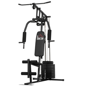 Station de fitness HOMCOM avec poids de 45kg pour l'entraînement à domicile, 135x103x210cm, noir - Product Image 1