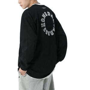 Logo personnalisé col rond goutte épaule t-shirt poids lourd 100% coton imprimé lettre graphique Streetwear hommes t-shirts - Product Image 4