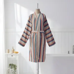 Peignoir en coton tissé 100% pour femmes et hommes, été/printemps, respirant, séchage rapide, longueur intégrale, fabriqué en Turquie - Product Image 6