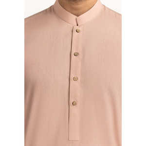 Traje de Camisa Kameez Corta con Pantalón Recto Ajustado de Tela Popelina Teñido Liso - Modelo SK-BSCSL25-002 - Product Image 4