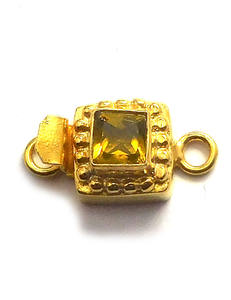 Prem Bhaya Citrine Gemstone 1-3 Strand Square Box Broche 18K Chapado en oro 19X10X8MM Multiusos para la fabricación de joyas B806 - Product Image 1