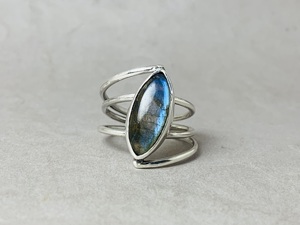 Natural Labradorite Sterling Silver Rings Labradorite Jewelry Marquise Gemstone Blue <b>Fire</b> Labradorite Rings Gift for Her - Product Image 2