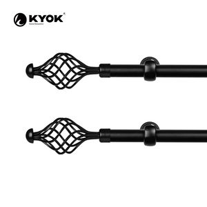 KYOK Metal Curtain Rod Finials Modern Geometric Design Black and White Elegant Style for Home Decoration - Product Image 3