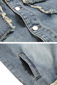 Veste en jean pour homme, veste de camionneur extensible décontractée et déchirée, coupe ajustée, manteau en jean décontracté classique - Product Image 5