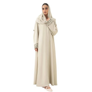 Vêtements islamiques élégants en broderie de grande taille pour le printemps, pour niqab, burqa, kaftan, prière, couleur unie, longue abaya musulmane - Product Image 6