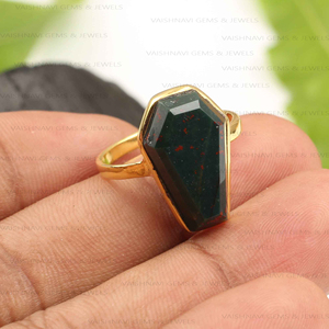 Latest Design Natural Bloodstone 11x17mm Coffin <b>Ring</b> 925 Sterling <b>Silver</b> 18K Gold Plated <b>Eternity</b> Vermeil Dainty Women's Jewelry - Product Image 2