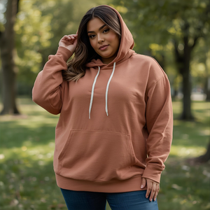 Plus Size Hoodie Comfortable Cotton Fleece Sweatshirt with Relaxed Fit <b>and</b> OEM/ODM Private Label Options - Product Image 5