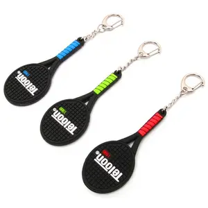 Brand Tag Padel Tennis Racket PVC Key Ring Holders Custom Plastic Wallet Key Chains Badge Logo Rubber Keychain