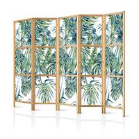 Paravent d'intérieur Decomonkey Fleurs 225x171 cm, 5 panneaux pliables, autoportant, style espagnol