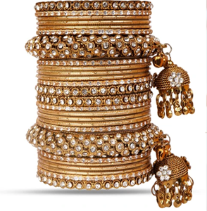 Pulseras de latón con diseño de racimo, detalles de perlas, piedras de rubí, kada de boda pesada, estilo tradicional, disponible a precios de mayoreo. - Product Image 3