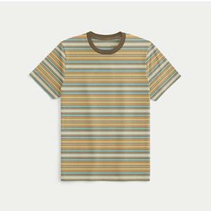 Camisetas a rayas de algodón OEM 100% personalizadas, ropa de hombre, camisetas a rayas de manga corta de peso pesado, ropa de calle informal de verano en blanco - Product Image 1