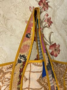 กระเป๋าผ้าฝ้ายสไตล์วินเทจอินเดียที่สวยงามสำหรับผู้หญิงทำด้วยมือผ้าใบขนาดใหญ่ซับในกระเป๋าช้อปปิ้งลำลองสะพายไหล่ชายหาด - Product Image 5