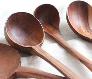 <b>Wooden</b> Soup <b>Ladle</b> Set Kitchen Spoon Set Utensils 4 Pcs Handmade Natural Teak Cooking Spoons Long Handle <b>Wooden</b> Soup <b>Ladle</b> - Product Image 5
