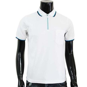 Camiseta de polo ajustada con media cremallera para hombre, camiseta de golf de manga corta de punto de algodón 100%, ropa informal de verano de Color blanco - Product Image 2