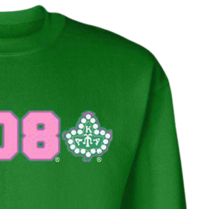   เสื้อสเวตเชิ้ตคอกลมไอวี่ 1908 สีเขียวน้ำเงิน ปักสีชมพู เสื้อพูลโอเวอร์แบบสั่งทำพิเศษสำหรับชมรมนักศึกษากรีก - Product Image 3