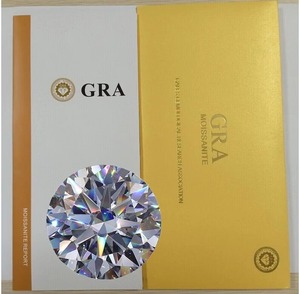 Piedra suelta de moissanita redonda brillante certificada GRA con efecto de juego de color para la fabricación de joyas - Product Image 1