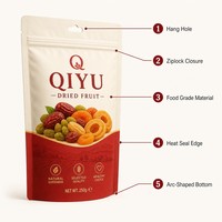 Op maat gemaakte staande ritssluitingszakken van voedselveilige kunststof voor snacks, hersluitbaar voor gedroogd fruit, noten, snoep, gevriesdroogd, OEM, ODM