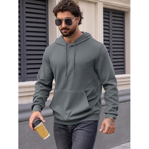 Sudaderas con capucha lisas de manga larga de tela transpirable con estampado de transferencia de calor 100% sudaderas con capucha y sudaderas de algodón para hombres - Product Image 4