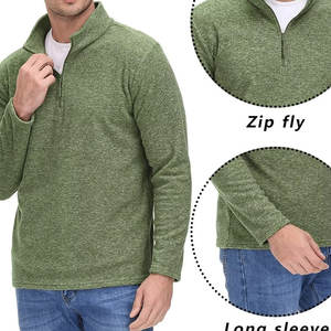 Color sólido secado rápido nuevo diseño de moda de algodón de talla grande nuevo estilo verano manga larga cuarto cremallera polos hombres - Product Image 5