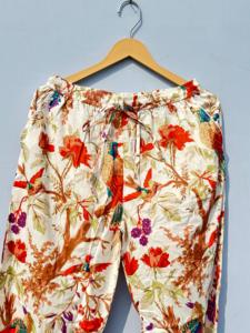 ชุดนอนผ้าฝ้าย100% ลายดอกไม้ทำด้วยมือสไตล์อินเดียชุดนอนหรูหราแบบลำลองชุดเดินตอนเช้าสำหรับฤดูใบไม้ผลิ/ฤดูใบไม้ร่วง - Product Image 4