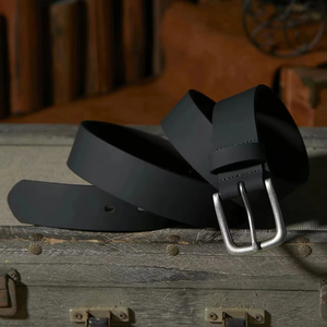 Formal Black Cow Hide Leather <b>Belt</b> With Silver Rectangular Pin Buckle Solid Design Men's Waist Accessory - Product Image 6