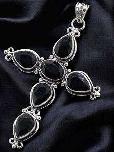 Élégant unisexe 10x14mm noir spinelle pendentif pierres précieuses naturelles lunette réglage bijoux en argent Sterling collier pour hommes et femmes - Product Image 3