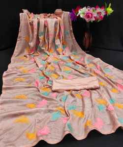 Beau travail multi-fils et travail à la frontière Beau nouveau chemisier Sari de créateur non cousu Vente en gros Prix le plus bas Vêtements ethniques Vêtement - Product Image 1