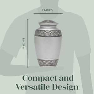 Handcrafted Large Silver Cremation <b>Urn</b> for Adults Velvet Bag Memorial <b>Urn</b> with Funeral Services Elegant <b>Pet</b> <b>Caskets</b> <b>Urns</b> - Product Image 6