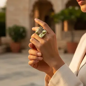 Bague en argent 925 avec citrine carrée pour femmes, bijoux élégants en cristal de pierres précieuses - Product Image 2