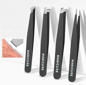 Juego de pinzas para cejas de acero inoxidable profesional, 4 Uds., inclinado, gran precisión, depilación Facial encarnada, bolsa de uso de belleza - Product Image 6