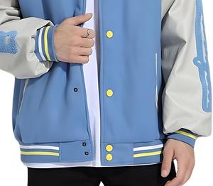 Veste universitaire d'hiver pour homme, personnalisée et élégante, style urbain, avec boutons-pression, devant brodé, col montant, ourlet côtelé en toile, fabrication OEM, vente en gros - Product Image 4