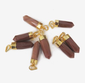 Precioso jaspe rojo 8-22mm forma de torre oro galvanizado colgante collar hecho a mano latón plateado encanto para joyería de moda - Product Image 1