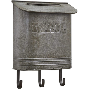 Boîte aux lettres oxydée en forme de cabane galvanisée avec porte-enveloppe au design antique et boîte en papier journal - Product Image 2