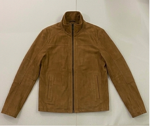 Men <b>Suede</b> <b>Leather</b> <b>Jacket</b> Stand Collar Zipper Closure Casual Autumn Style Regular Fit Solid Color Brown - Product Image 3