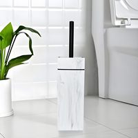 Support de brosse WC moderne à texture marbre, prix usine OEM, avec protection anti-éclaboussures, en résine durable pour la maison