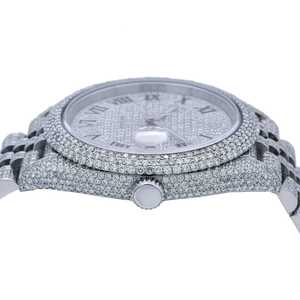 Mới Ra mắt Sang Trọng Tự Động Hiển Thị Ngày Xem Cao Cấp La Mã Chữ Số 38Mm Thép Không Gỉ Ban Nhạc Hoàn Chỉnh Iced Moissanite Kim Cương Đồng Hồ - Product Image 5