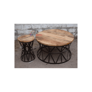 Elegante Mesa de Centro de Hierro y Madera Diseño Industrial Antiguo Acabado en Metal Ideal para Espacios del Hogar u Oficina - Product Image 6
