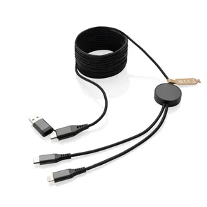 Cable USB Ecológico 4 en 1 Reciclado, Gadget Promocional Sostenible - Product Image 1