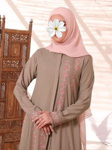 Kaftan Abaya de Luxe Noir Personnalisé Éthnique Islamique Moyen-Orient, Nouvelle Collection, Col Montant, Manches Longues, Longueur Cheville, Polyester Respirant - Product Image 5