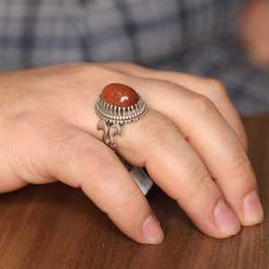 Anillo de Plata de Ley 925 para Hombre con Patrón Geométrico, Polvo de Oro, Arenisca y Circonita, Bañado en Rodio para Uso Diario - Product Image 1