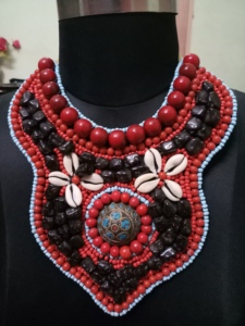 Vintage Custom African Glass Seed <b>Beads</b> Necklace Multicolored Embroidered Handmade Wedding Party Engagement Anniversary Unisex - Product Image 3