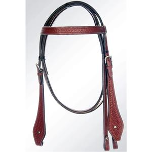Bride Western par nom de marque Collier de poitrine en cuir barré durable Trail et Pleasure Horse Tack avec rênes Headstall - Product Image 1