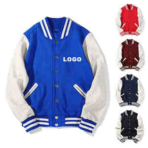 Chaqueta universitaria con bordado de lana y logotipo personalizado para hombre, chaquetas con letras de temporada de invierno de lona de cuero Vintage de manga larga de béisbol - Product Image 3