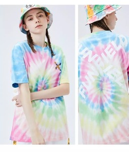 100% coton col rond surdimensionné Tye Dye T-Shirts pour hommes Street Style imprimé Tie Dye grande taille vêtements pour hommes T-shirt pour hommes - Product Image 3