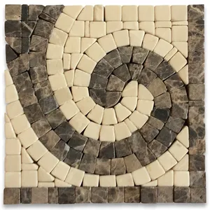 Azulejo decorativo con borde de mosaico de mármol Emperador B4664CT 4,75x4,75 Tumbled Surf - Product Image 1