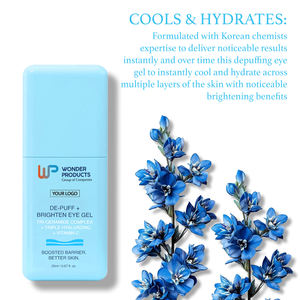 OEM/ODM DE-Puff + Brighten Eye Gel Tri-Ceramide Complex Ácido hialurónico Vitamina C Ingrediente vegano Precio al por mayor Etiqueta privada - Product Image 3